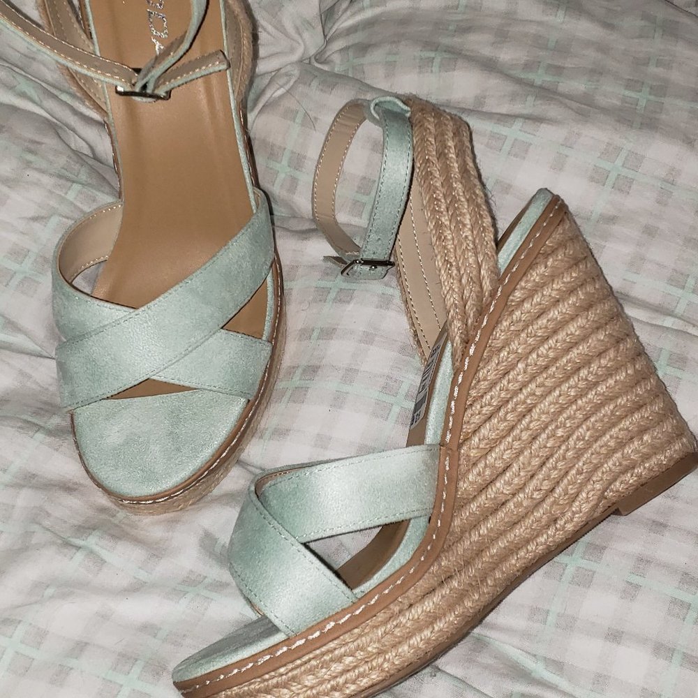 Mint espadrille wedges